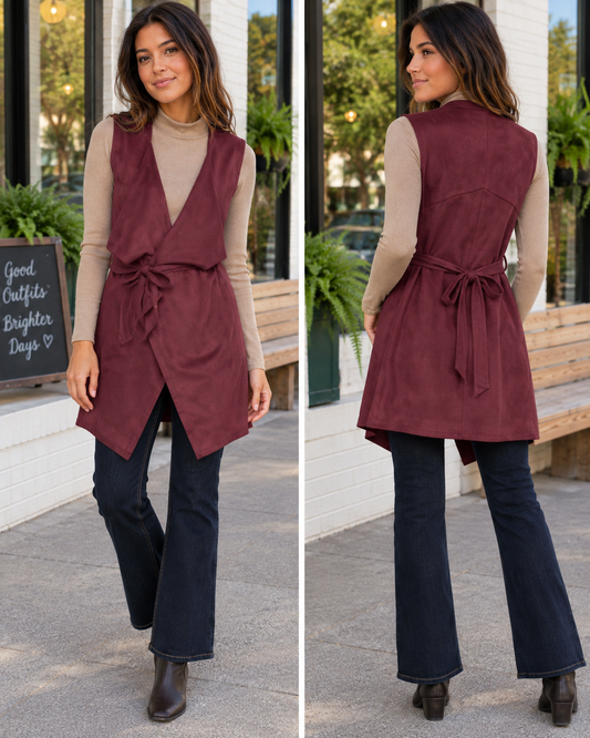 After Hours Longline Vest – Burgundy