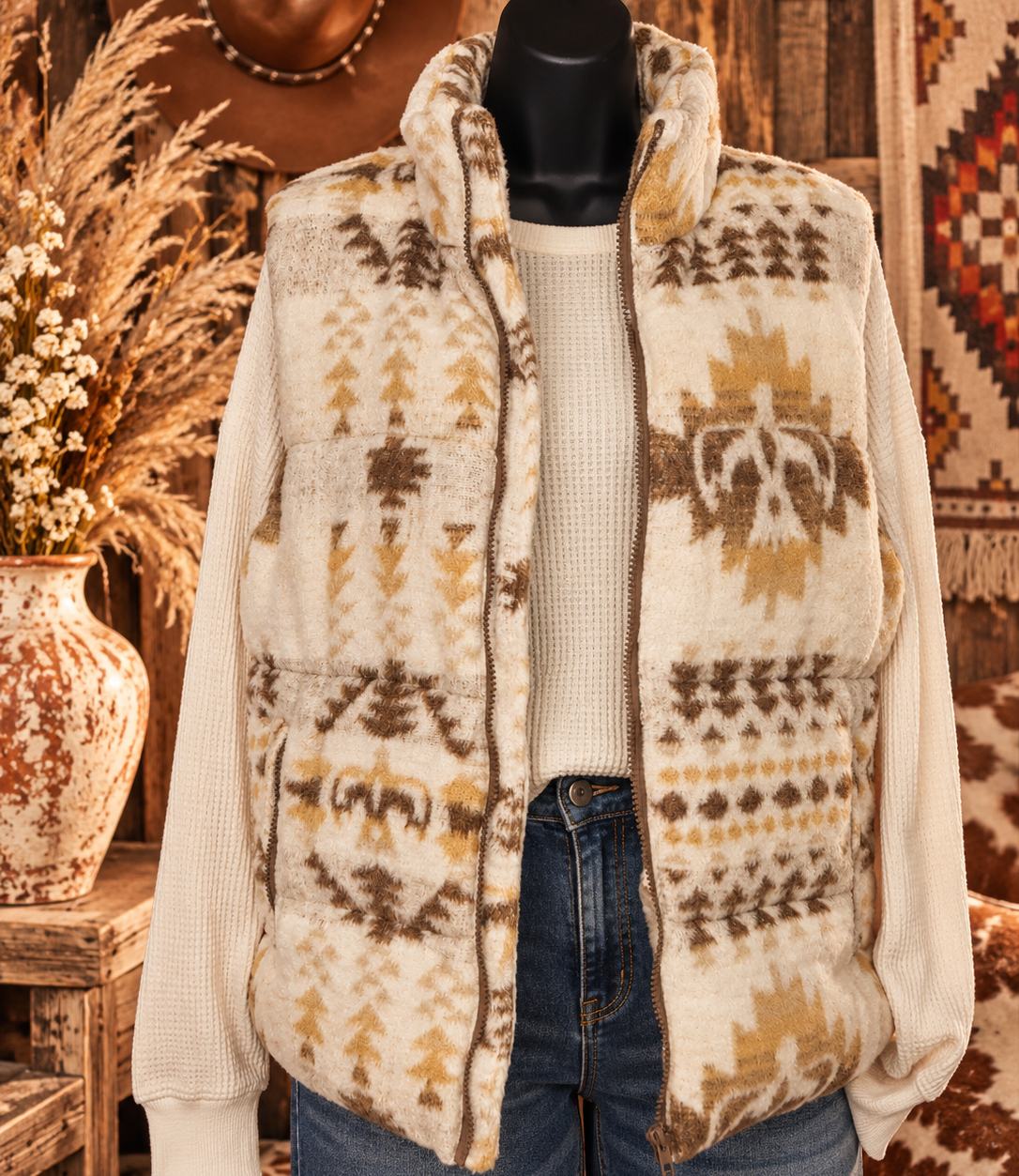 High Plains Aztec Western Puffer Vest