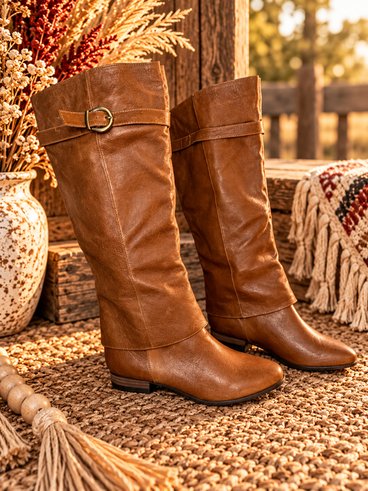 The Saddle Up Tall Boot — Cognac