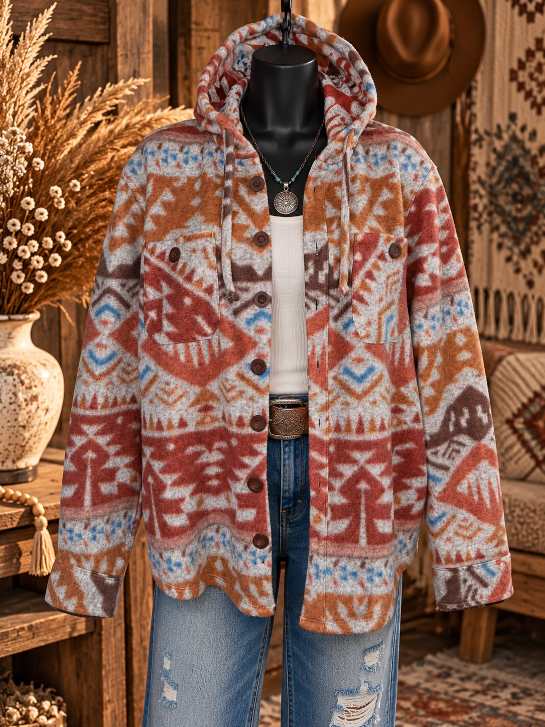Rust & Roam Hooded Shacket