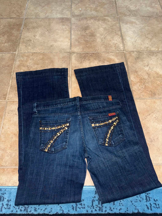 7 For All Mankind Studded Pocket Flare Jeans – 29