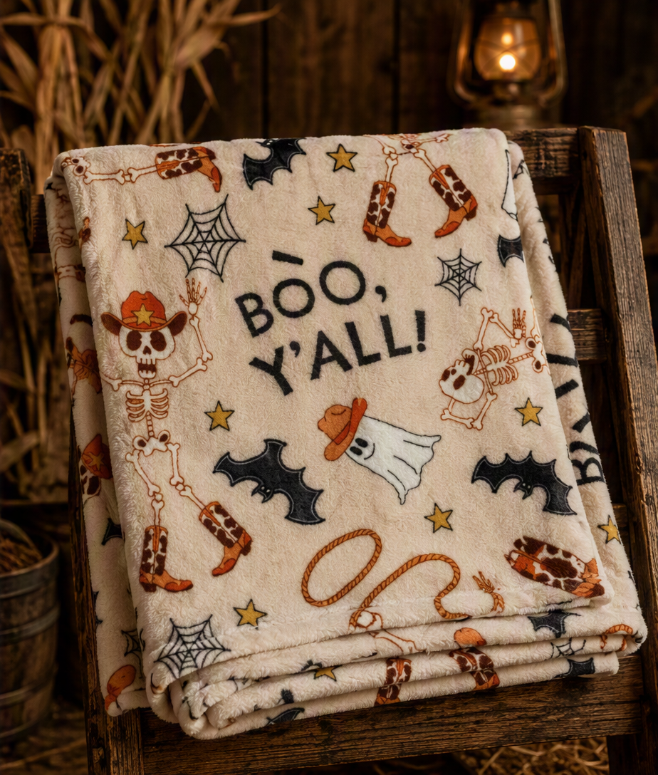 Boo Y’all Western Halloween Throw Blanket — 50" x 70"
