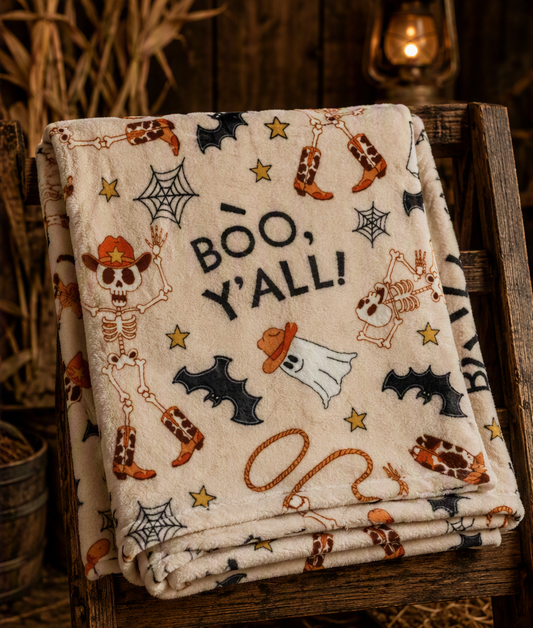 Boo Y’all Western Halloween Throw Blanket — 50" x 70"