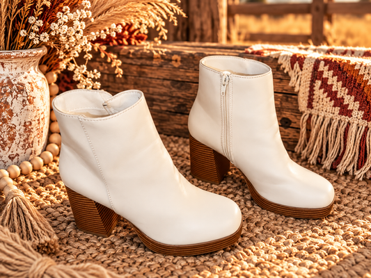 The Wild West Platform Bootie — White