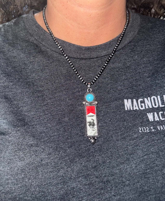 Cowboy Turquoise Tag Necklace