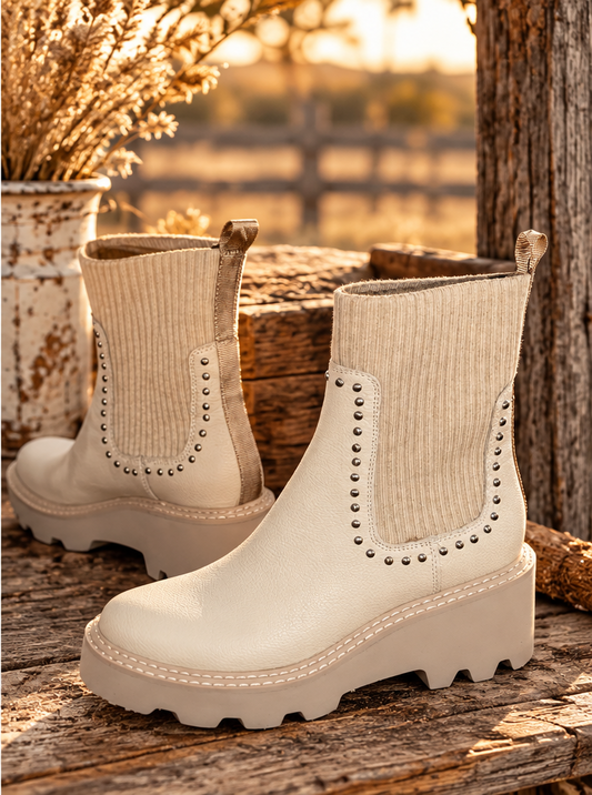 The Wild Side Studded Chelsea Boot — Cream