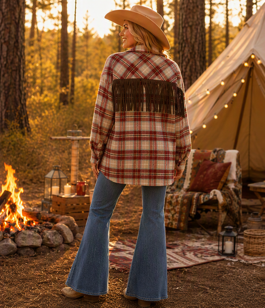 Rock & Roll Cowgirl After Midnight Fringe Flannel