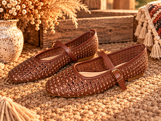 The Woven West Mary Jane — Cognac