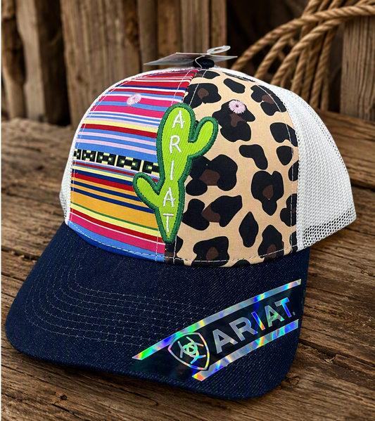 Ariat Colorblock Cactus Serape Cheetah Trucker Hat