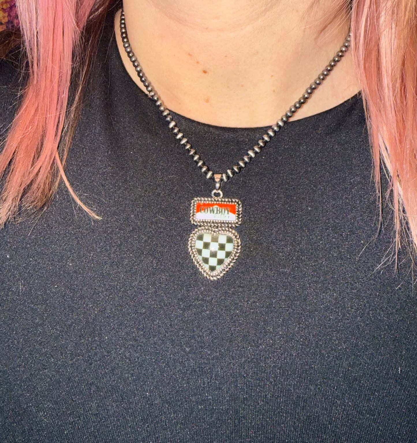 Checkered Heart Cowboy Killer Necklace