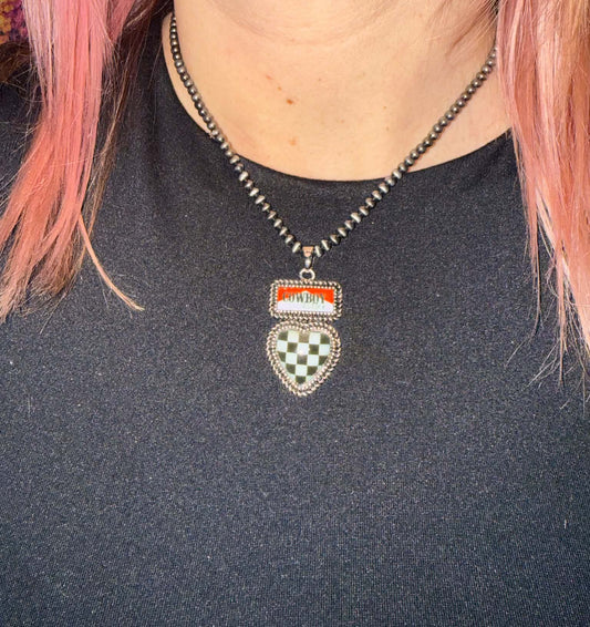 Checkered Heart Cowboy Killer Necklace