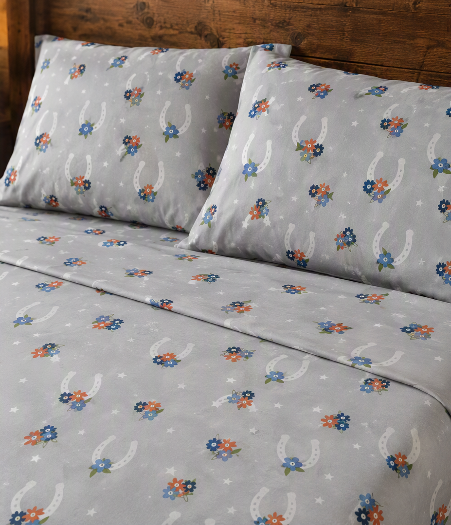 Lucky in Bloom Western Horseshoe Sheet Set