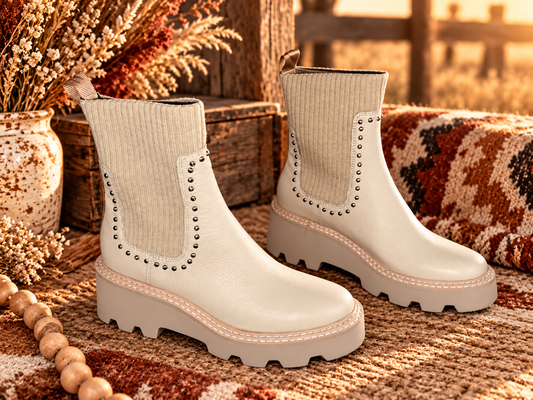 The Wild Side Studded Chelsea Boot — Cream