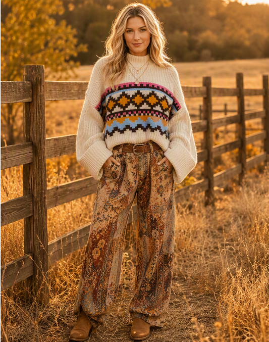 Desert Sunset Aztec Knot Sweater