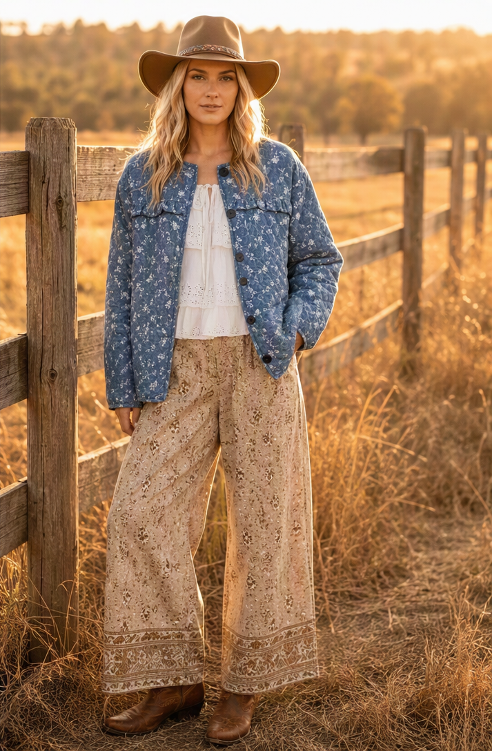 Bluebell Embroidered Eyelet Quilted Jacket