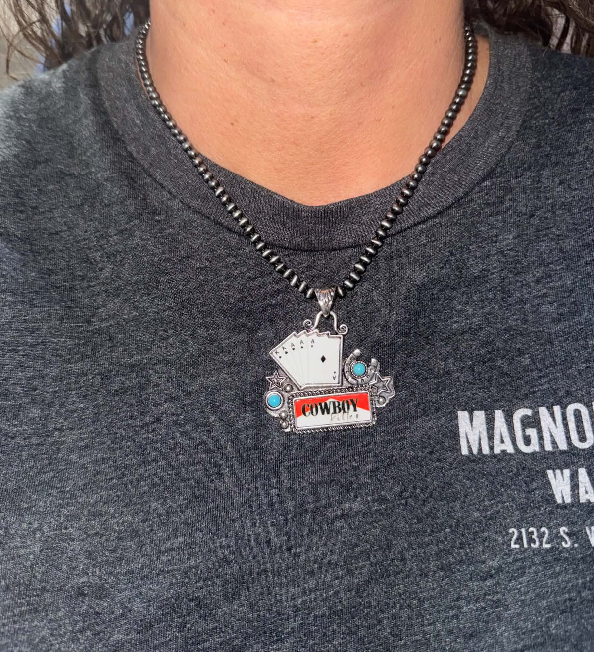 Cowboy Killer Deal Me In Western Card Necklace