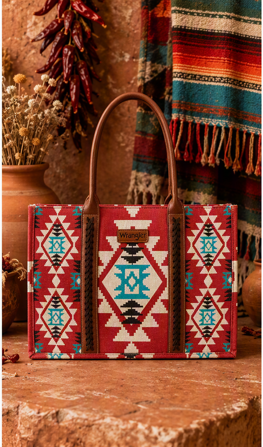 Wrangler Montana West Red Rock Aztec Canvas Tote
