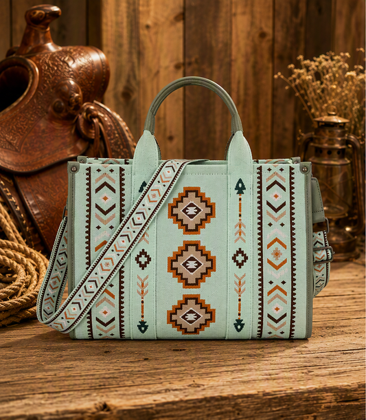 Montana West Sagebrush Aztec Tote