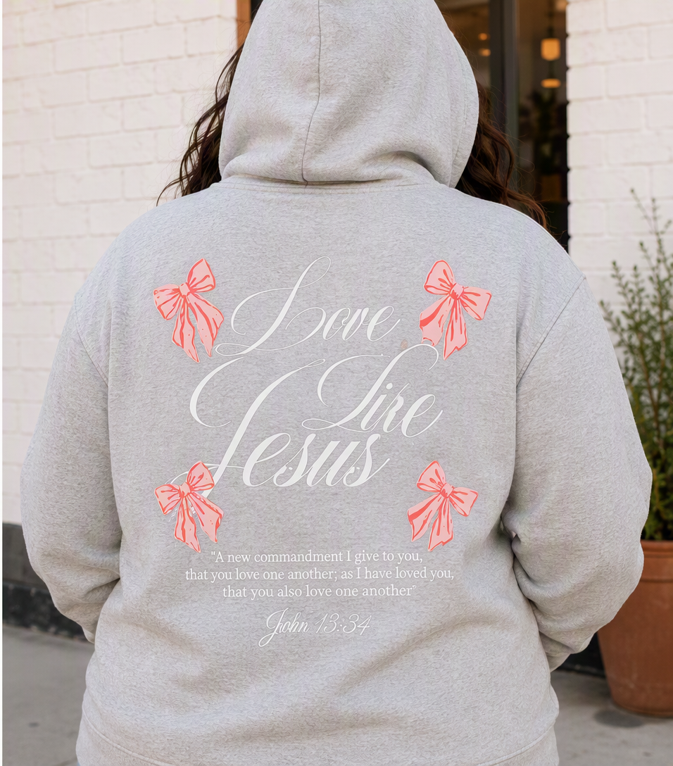 Love Like Jesus Bow Zip-Up Hoodie