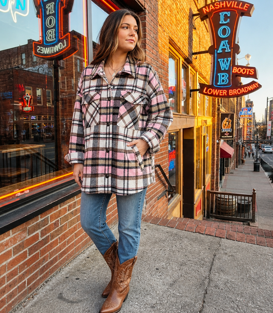 Blush Canyon Plaid Shacket – Pink Multi