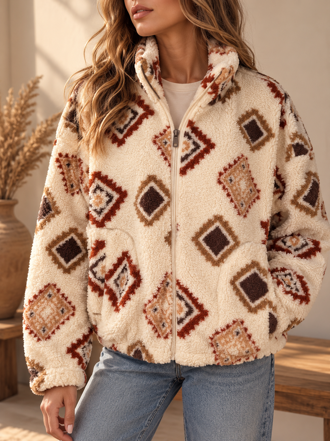 Desert Rose Aztec Sherpa Jacket