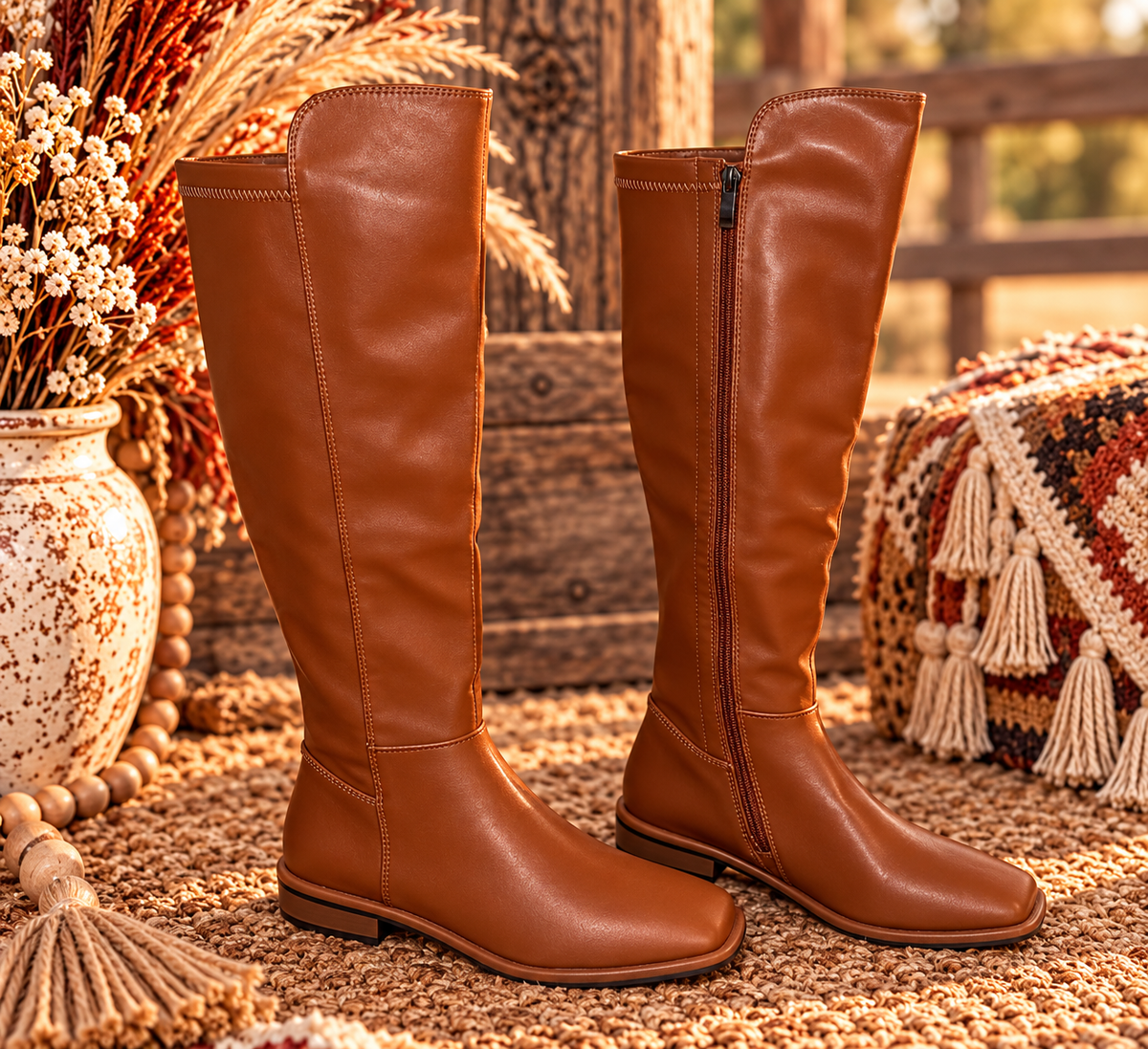 The High Plains Cognac Riding Boot