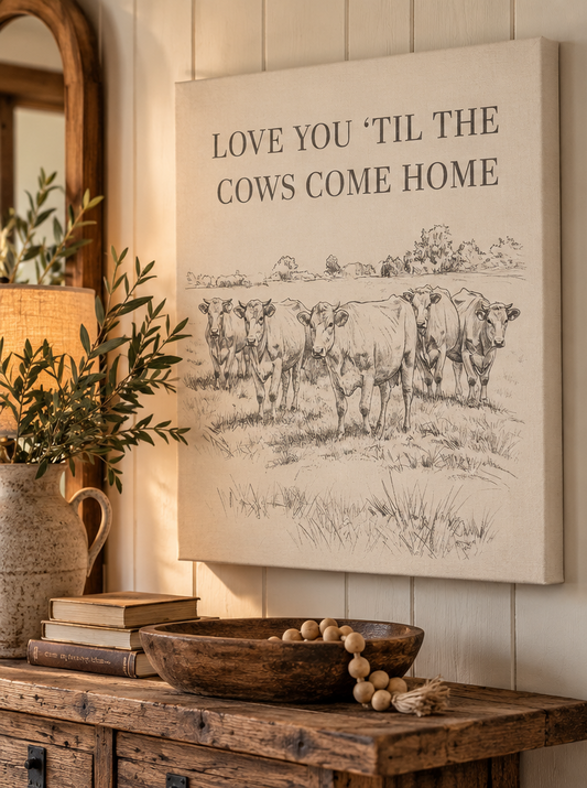 Love You ’Til the Cows Come Home Canvas Wall Art