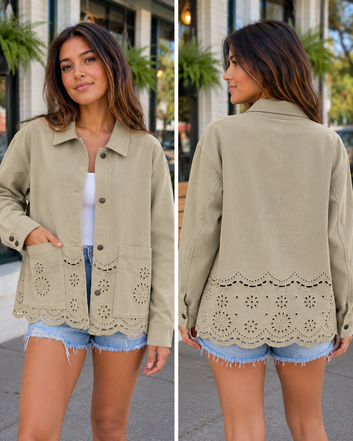 Sunday Market Eyelet Jacket – Light Sage Wash