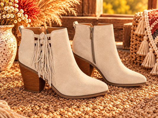 The Renegade Fringe Bootie — Cream