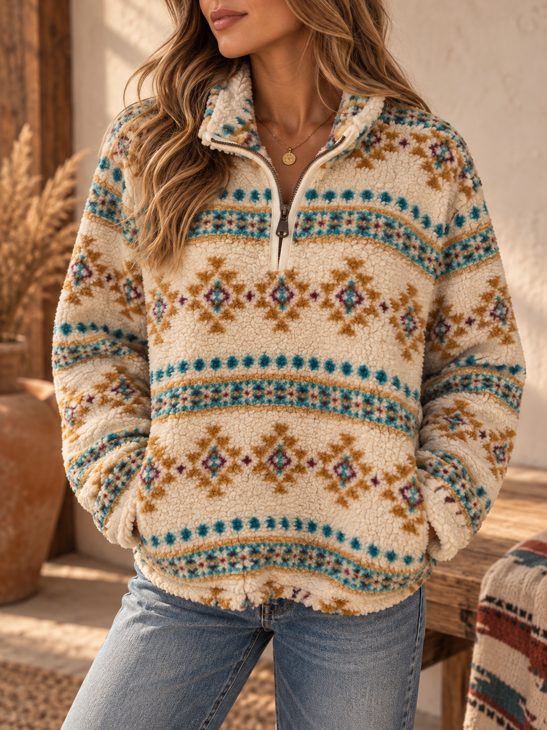 Desert Days Aztec Sherpa Pullover