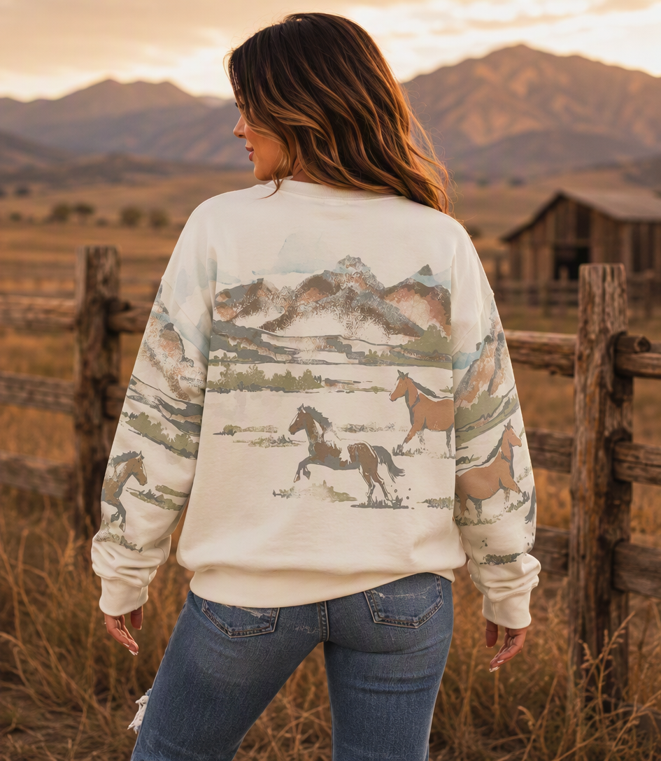 Wild Range Horse Print Sweatshirt