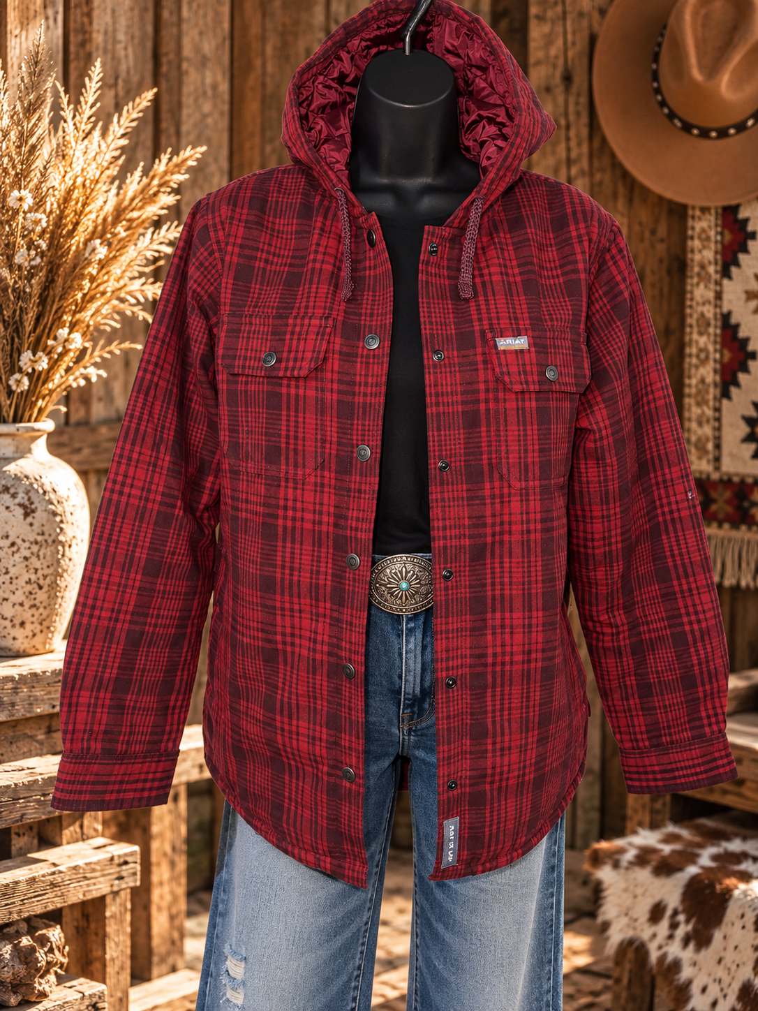 Ariat Rebar Rosewood Quilted Flannel Shirt Jacket