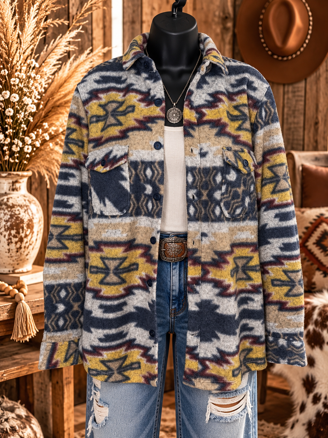 Midnight Mesa Southwestern Shacket