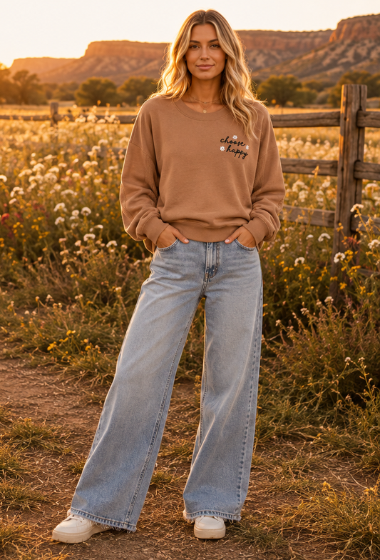 Choose Happy Cozy Crewneck