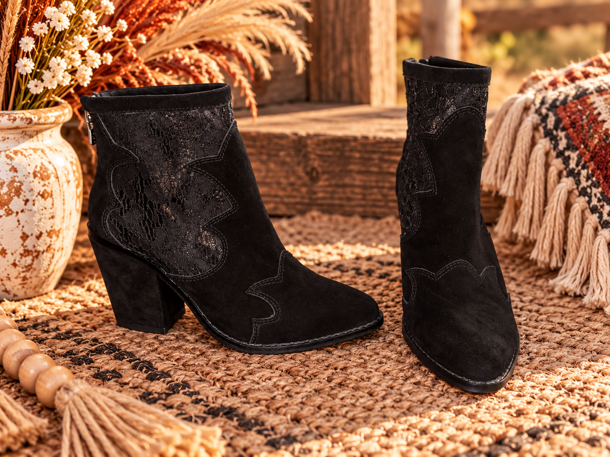 Midnight Lace Western Bootie
