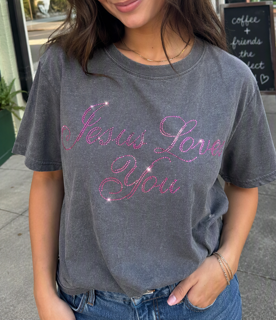 Jesus Loves You Rhinestone Tee