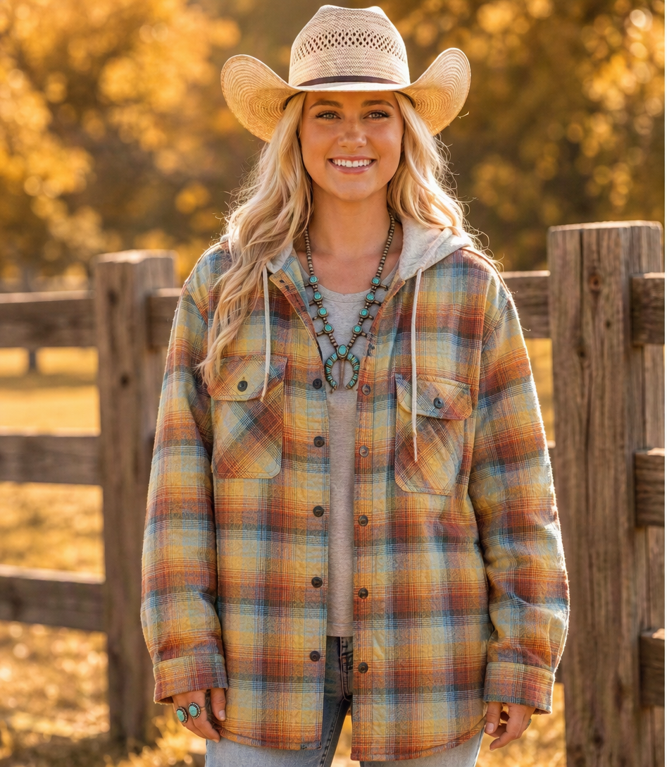 Wrangler Autumn Trails Quilted Hooded Shacket