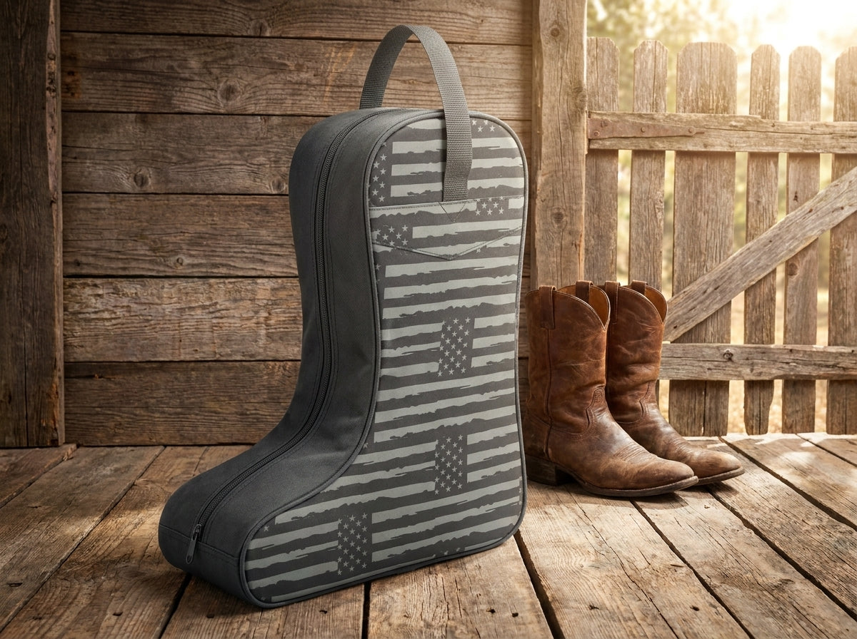 American Flag Western Boot Bag