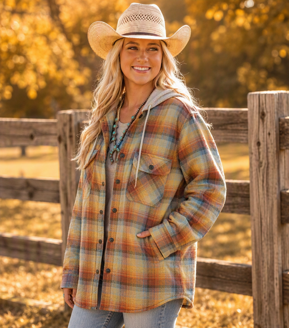 Wrangler Autumn Trails Quilted Hooded Shacket