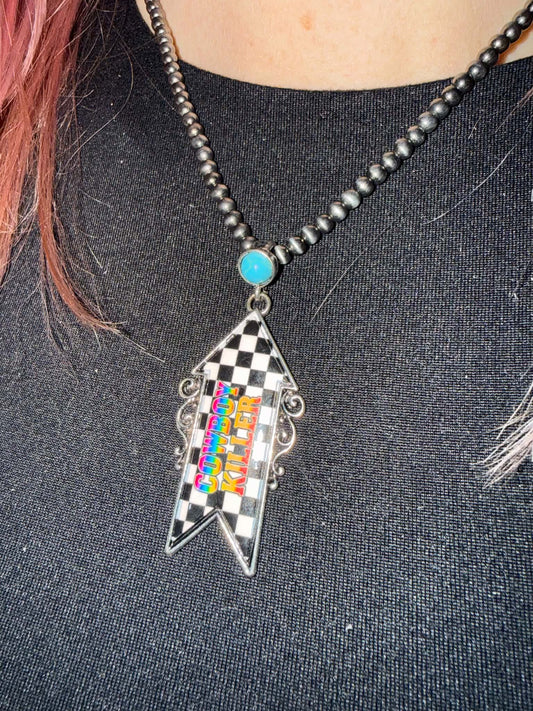 Full Throttle Checkered Arrow Necklace