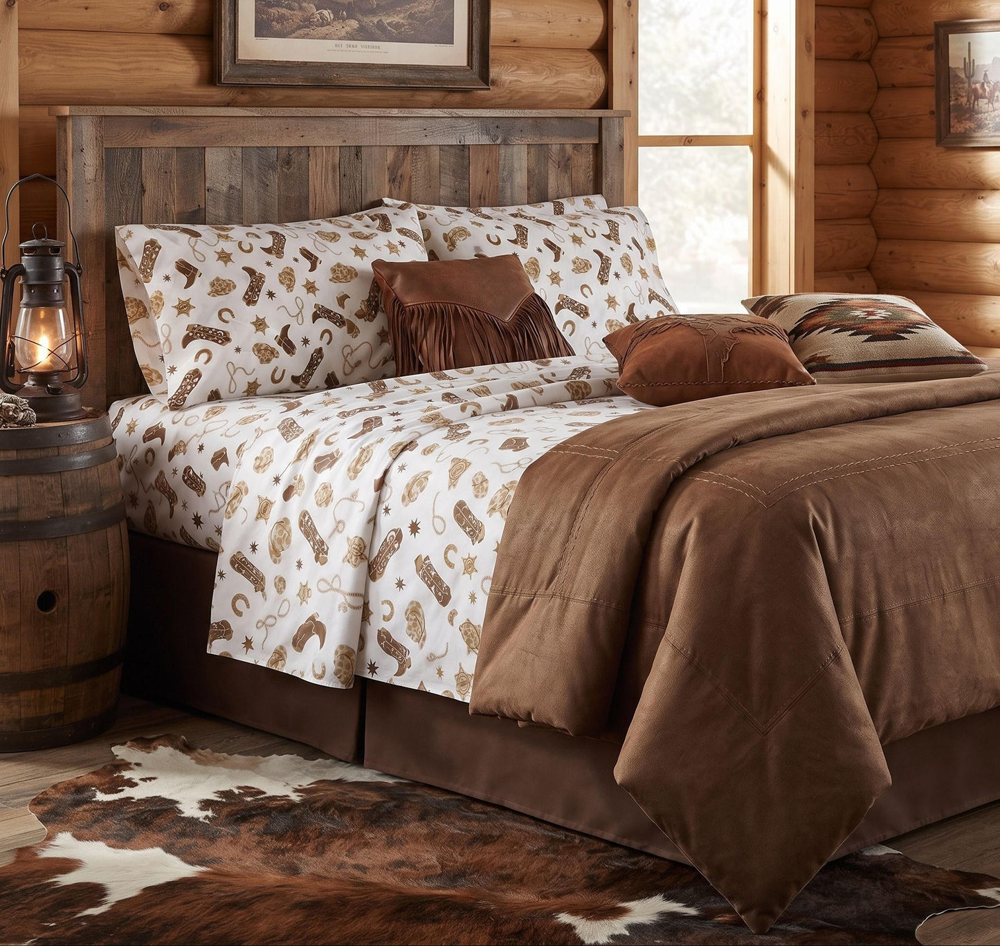 All-Over Western Print Bed Sheet Set