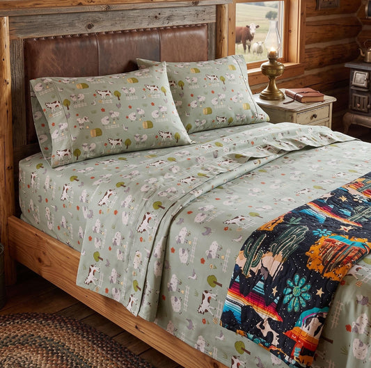 Sage Farm Animal Queen 4-Piece Sheet Set