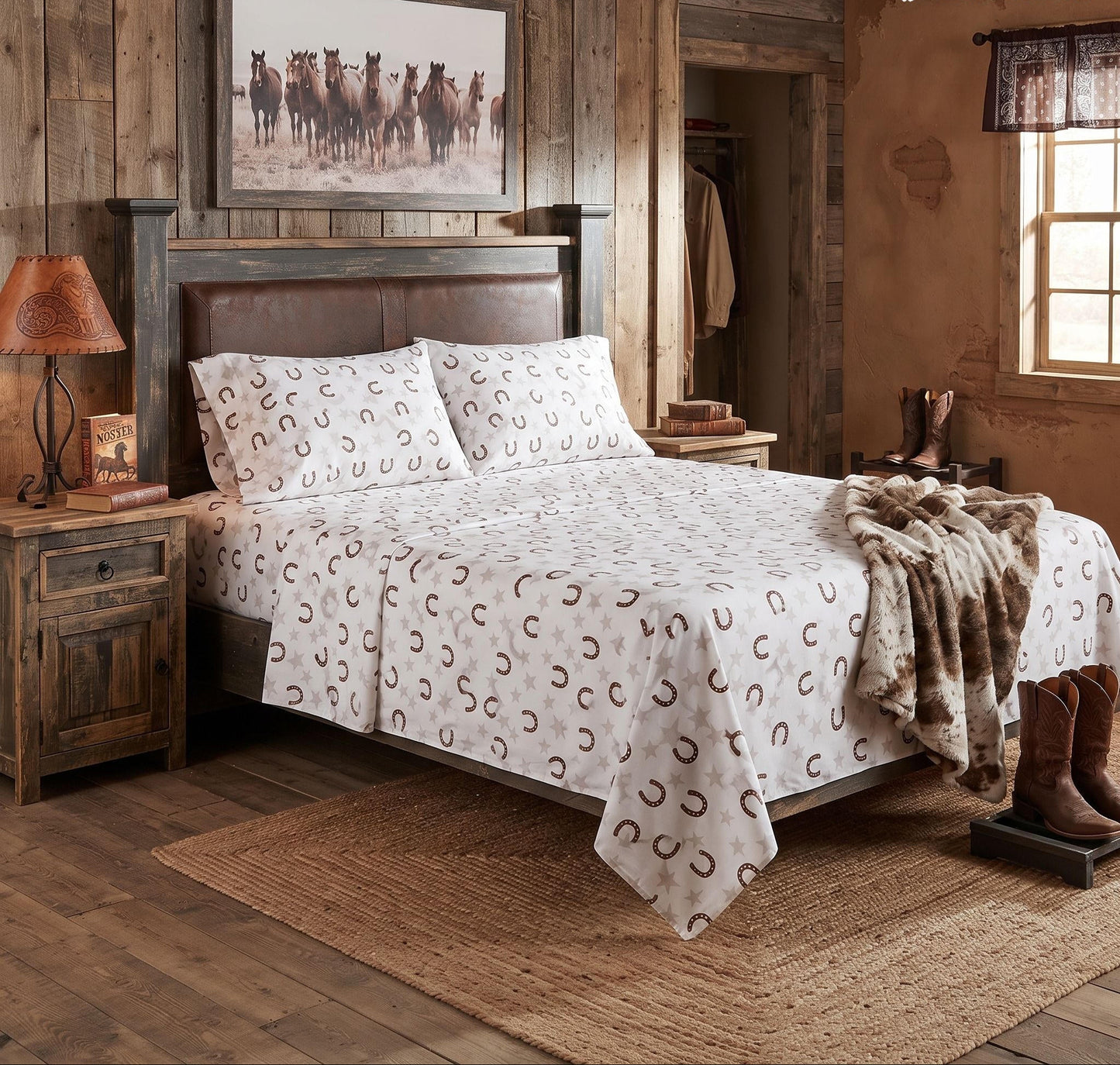 Horseshoe & Star Western Bed Sheet Set